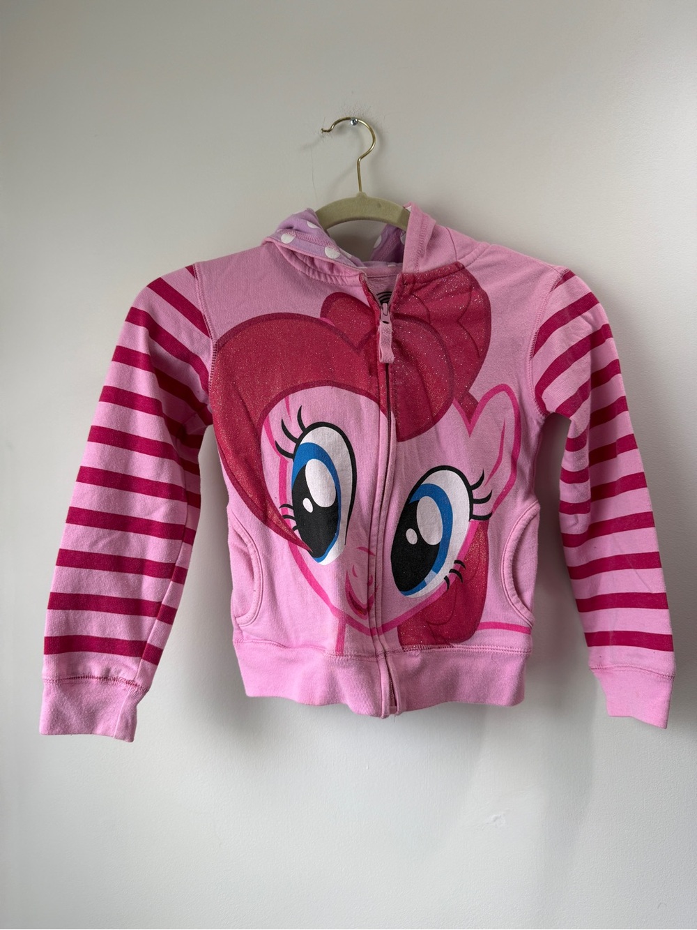 My Little Pony Pink Striped Hooded Zip Hoodie Little Girls size 5/6